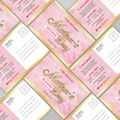 Moederdag Kerkdienst Uitnodiging Roze & Goud