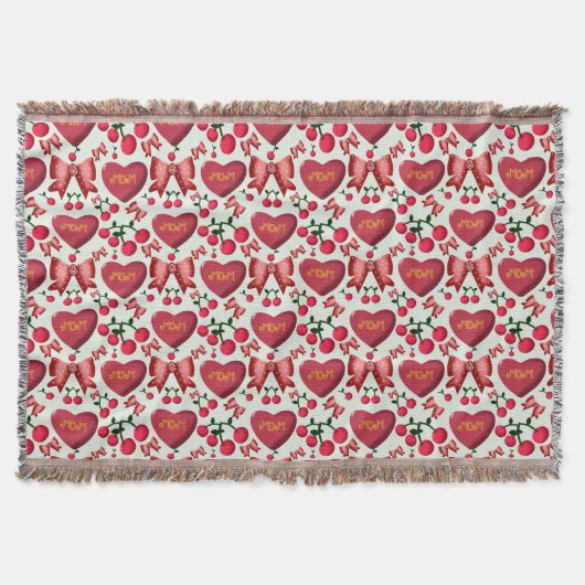 Moederdag Kersen Boog Hart Patroon Cute Deken (Voorkant)