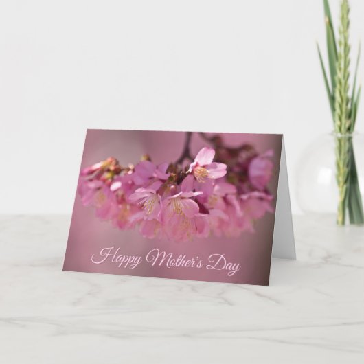 Moederdag Kersenbloesem Delicate Roze Boeket Kaart (Voorkant)