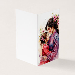 Moederdag Kimono Kunst met Bloemige Omarming Kaart