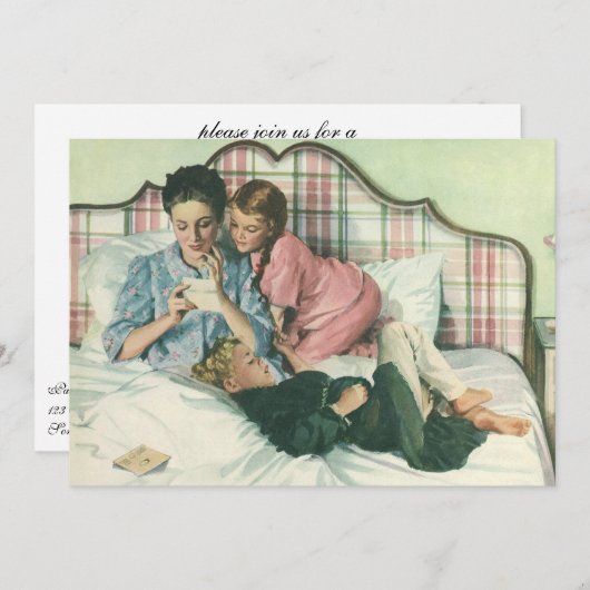  moederdag, kinderen die kaarten lezen in bed (Voorkant / Achterkant)