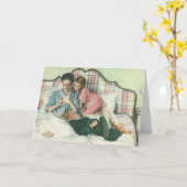  moederdag, kinderen die kaarten lezen in bed (Gele Bloem)