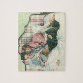 moederdag, kinderen die kaarten lezen in bed legpuzzel (Verticaal)