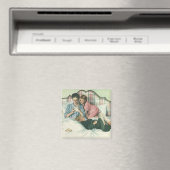  moederdag, kinderen die kaarten lezen in bed magneet (Insitu (Vaatwasser))