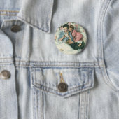 moederdag, kinderen die kaarten lezen in bed ronde button 5,7 cm (In situ)