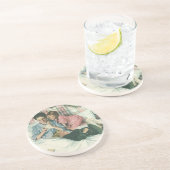 moederdag, kinderen die kaarten lezen in bed zandsteen onderzetter (Zijkant)