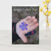 Moederdag kinderhand geeft Paarse ventilator Kaart (Gele Bloem)