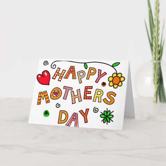 Moederdag Kindertekening Kaart (Voorkant)