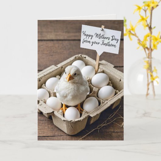 Moederdag Kip van Firstborn Kaart (Gele Bloem)