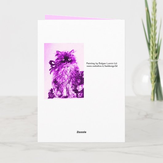 MOEDERDAG KITTEN MET PAARSE ROZEN KAART (Achterkant)