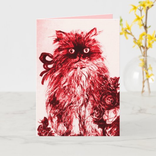 MOEDERDAG KITTEN MET RODE ROSEN KAART (Gele Bloem)