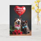 Moederdag Kittenkaart met Bloemen Kaart (Gele Bloem)