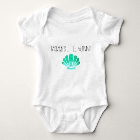 Moederdag Kleine Zeemeermin met Groene Schelp Romper (Voorkant)