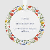 Moederdag Kleurrijke Wildflowers Gepersonaliseerd Ornament (achterkant)