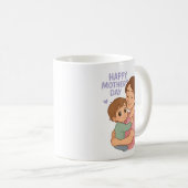 Moederdag Knuffel Mok Hartverwarmende moeder & Kin (Voorkant rechts)