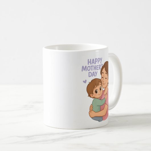 Moederdag Knuffel Mok Hartverwarmende moeder & Kin (Voorkant rechts)