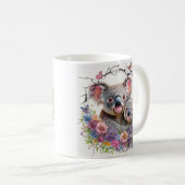 Moederdag Koala's omgeven door levendige bloemen Koffiemok (Voorkant rechts)