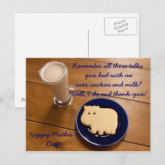 Moederdag koekjes en melkBriefkaart Briefkaart (Voorkant / Achterkant)