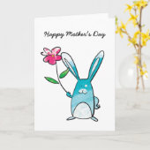 Moederdag konijnenkaart kaart (Gele Bloem)