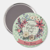 Moederdag Koraalbloemen voor zuster Magneet (Voorkant / Achterkant)