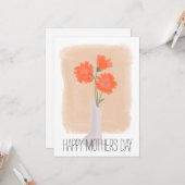 Moederdag koraalFlorals Penseelstreek Kaart (Voorkant / Achterkant in situ)