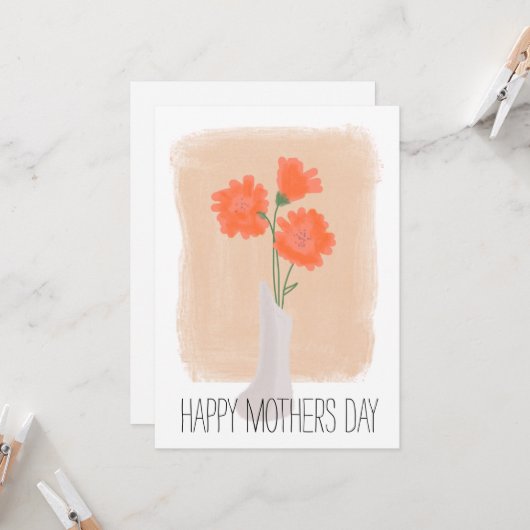Moederdag koraalFlorals Penseelstreek Kaart (Voorkant / Achterkant in situ)