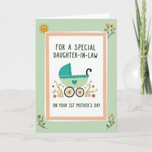 Moederdag Kunstkaart met Kinderwagen Kaart (Voorkant)