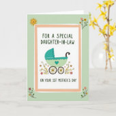 Moederdag Kunstkaart met Kinderwagen Kaart (Gele Bloem)