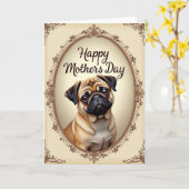 Moederdag Kunstkaart Reeënjong Hond Kaart (Gele Bloem)