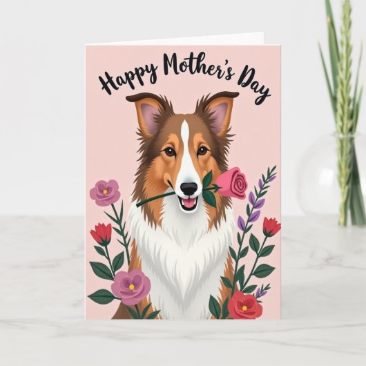 Moederdag Kunstkaart Rose Hond Kaart (Voorkant)