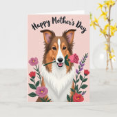 Moederdag Kunstkaart Rose Hond Kaart (Gele Bloem)