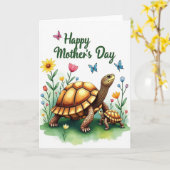 Moederdag Kunstkaart Schildpad Kaart (Gele Bloem)