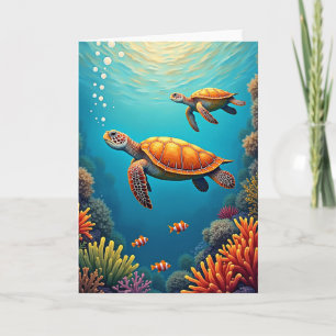 Moederdag Kunstkaart Zeeschildpadden Kaart