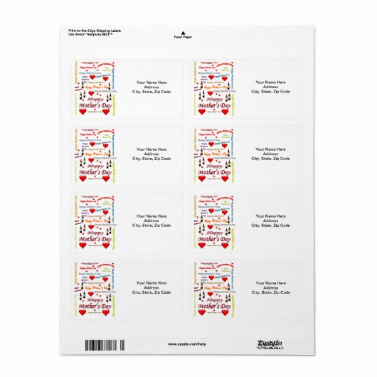 Moederdag labels (Full Sheet)