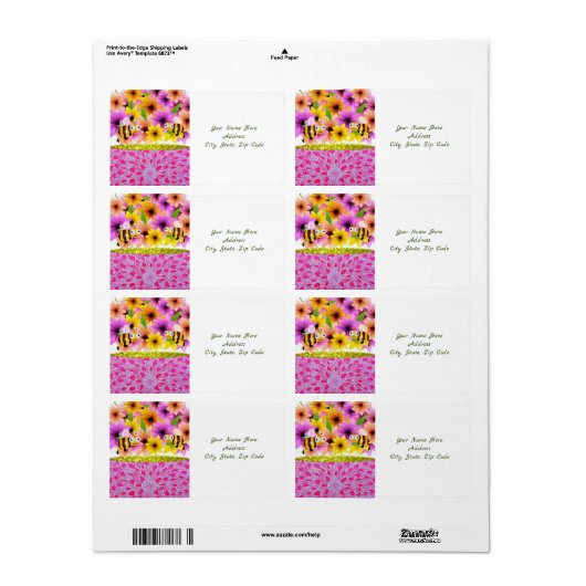 Moederdag labels Bumblebee (Full Sheet)