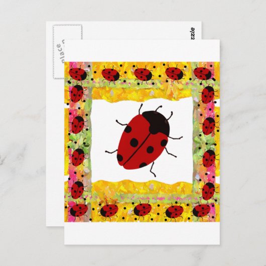 Moederdag Ladybug Briefkaart (Voorkant / Achterkant)