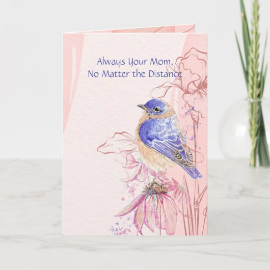 Moederdag Lange Afstand Blauwe Vogel Tuinvogel Kaart (Voorkant)