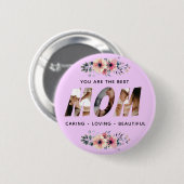 Moederdag Lavender Floral Foto Button Pin (Voorkant /achterkant)