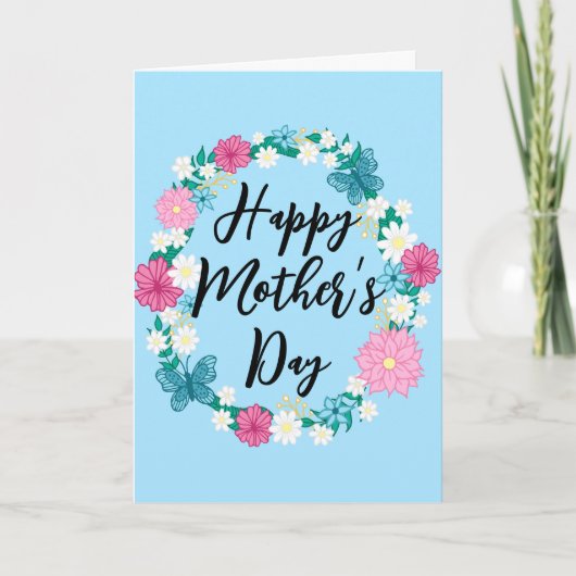 Moederdag Lentebloemenkrans Kaart (Voorkant)