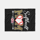 Moederdag Leopard Softball mama Softball Game Fleece Deken (Voorkant (Horizontaal))