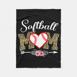 Moederdag Leopard Softball mama Softball Game Fleece Deken