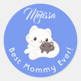 Moederdag Leuke Dieren Jouw naam. Ronde Sticker