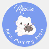 Moederdag Leuke Dieren Jouw naam. Ronde Sticker (Voorkant)