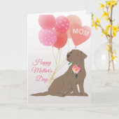 Moederdag Liefde Chocolade Labrador Retriever Hond Kaart (Gele Bloem)