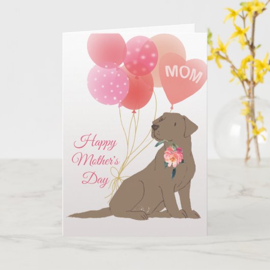 Moederdag Liefde Chocolade Labrador Retriever Hond Kaart (Gele Bloem)