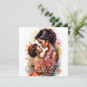 Moederdag Liefde Kunst in Waterverf Stijl (Staand voorkant)