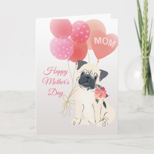 Moederdag Liefde van je lieve Pug Hond Kaart (Voorkant)