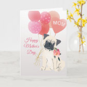 Moederdag Liefde van je lieve Pug Hond Kaart (Gele Bloem)