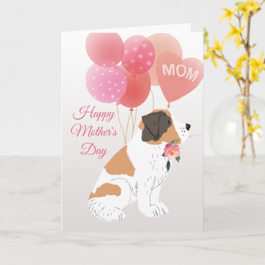Moederdag Liefde van je Sint Bernard-hond Kaart (Gele Bloem)