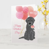 Moederdag Liefde van Labradoodle Hond Kaart (Gele Bloem)